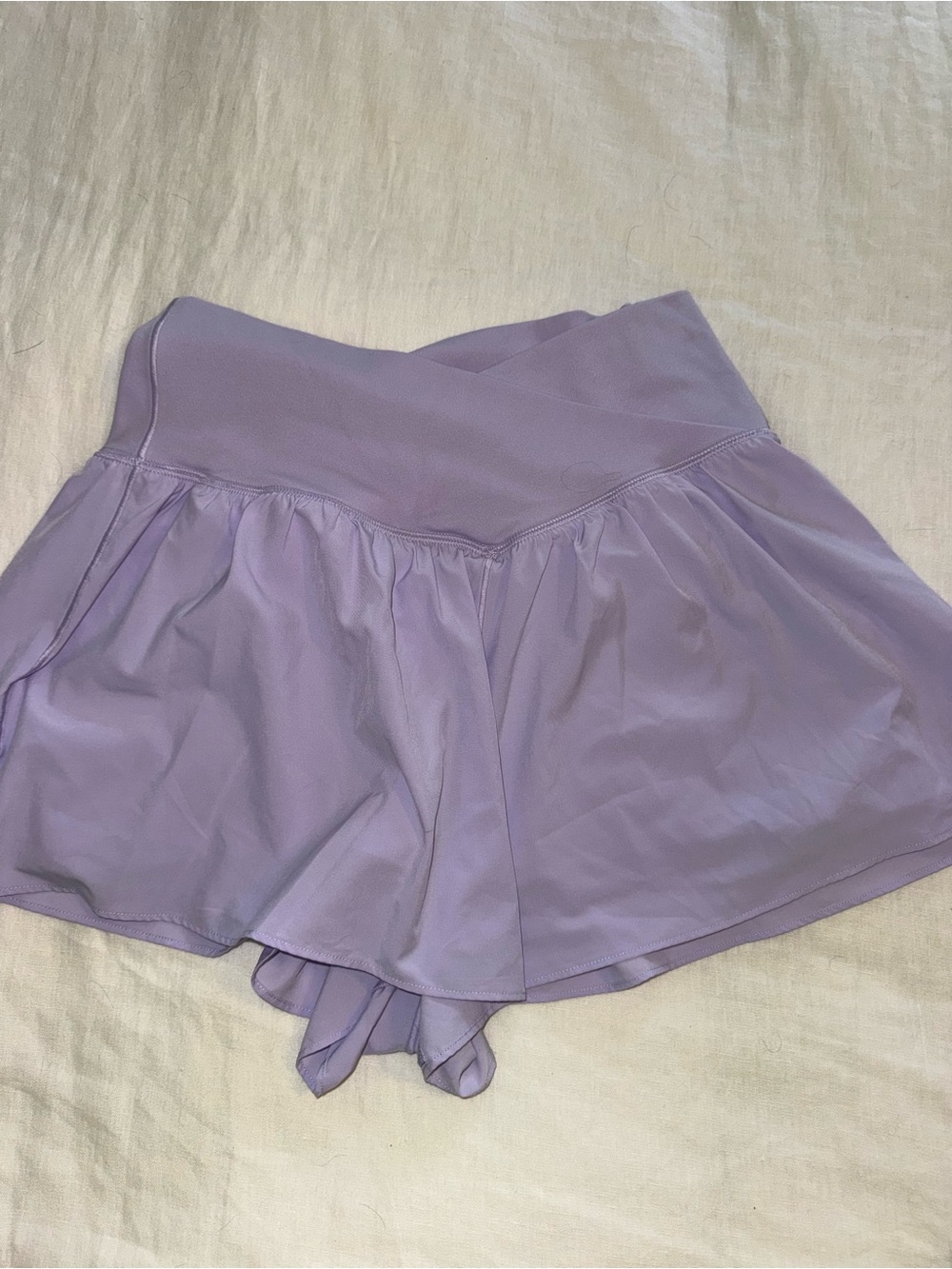 Women’s Lilac Athletic Skort Shorts with Crossover Waistband